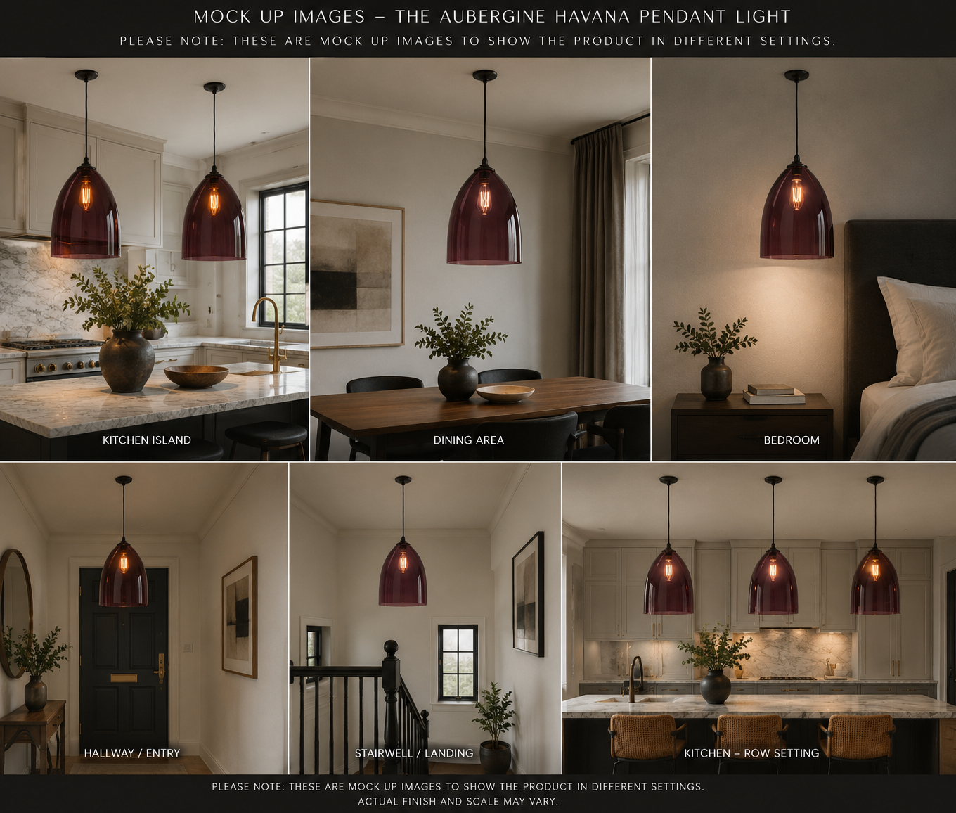 The Aubergine Havana Large Glass Pendant Light