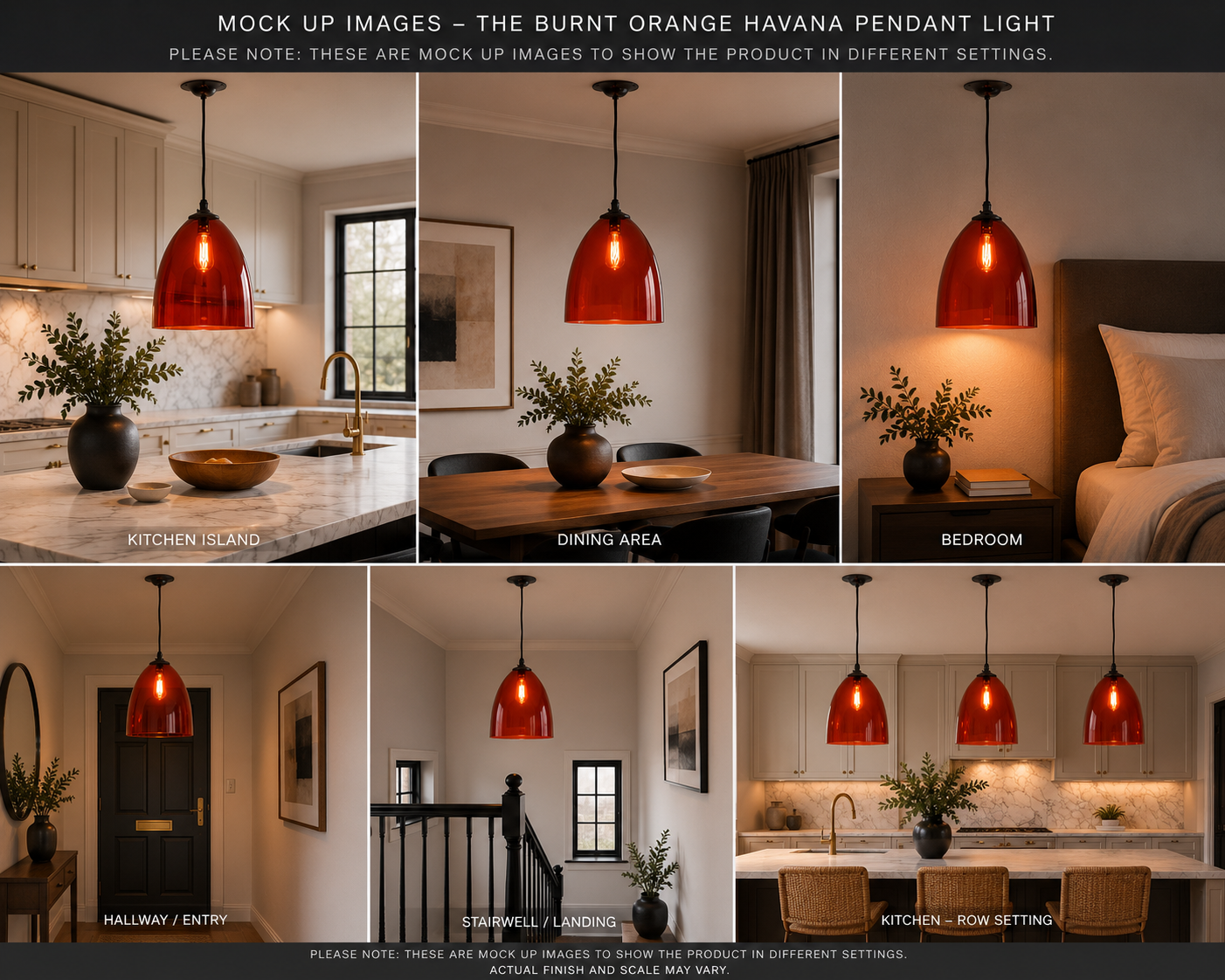 The Burnt Orange Havana Large Glass Pendant Light