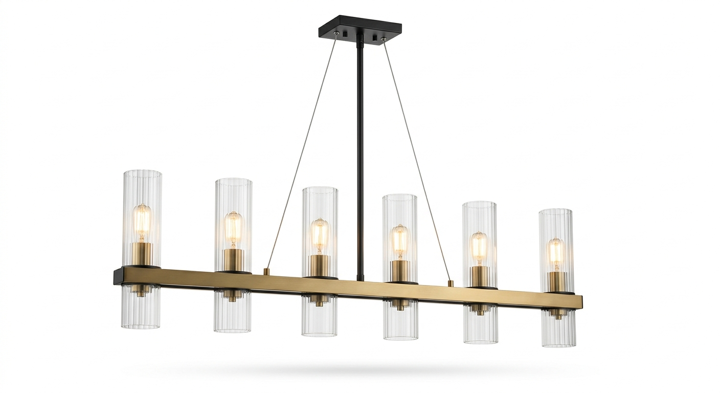 Linearis Ribbed Glass Island Chandelier