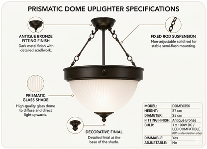 The Prismatic Dome Uplighter Ceiling Light