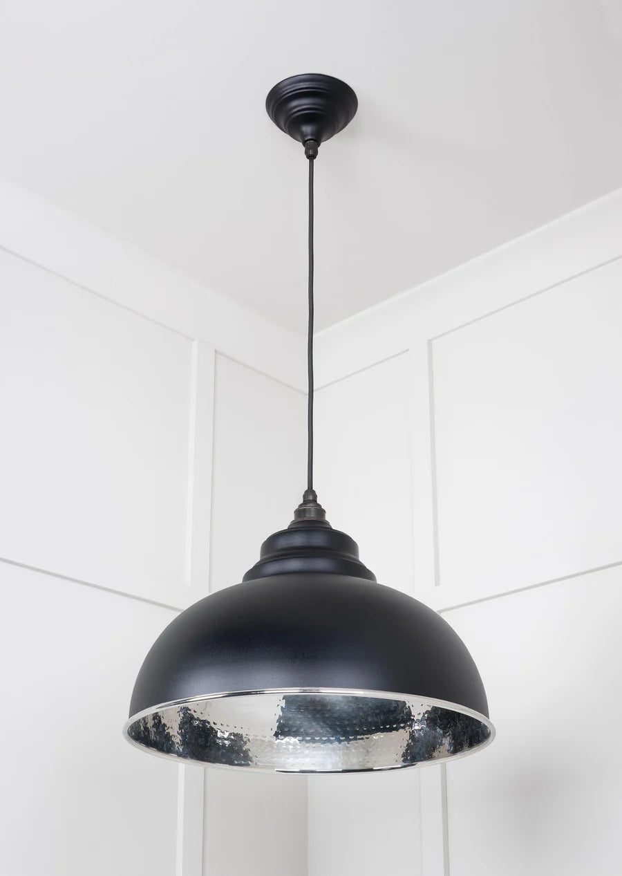 Hammered Nickel Harborne Pendant Elan Black