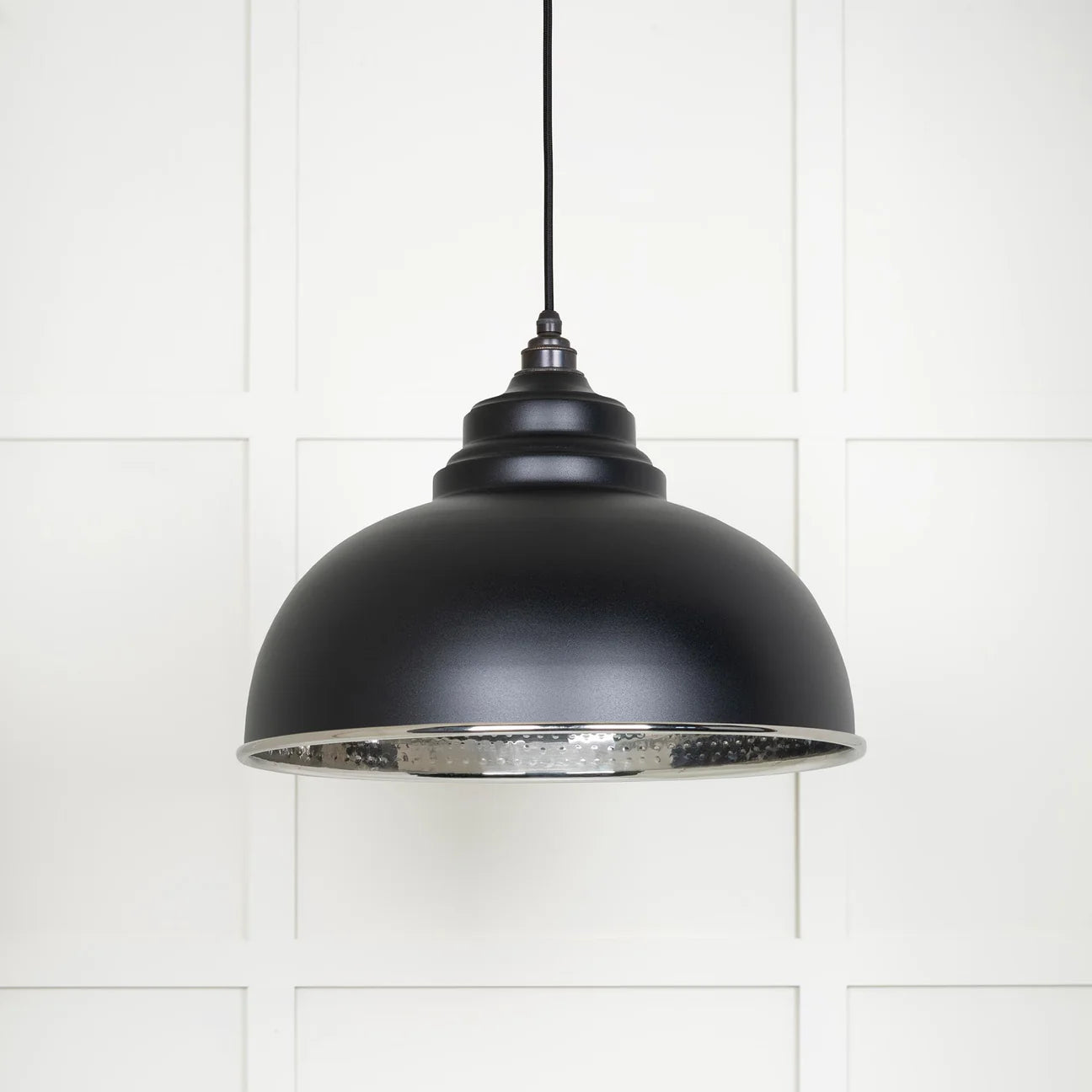 Hammered Nickel Harborne Pendant Elan Black