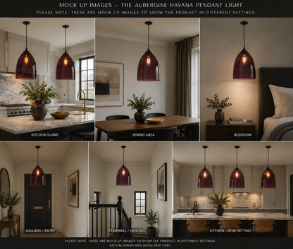 The Aubergine Havana Large Glass Pendant Light
