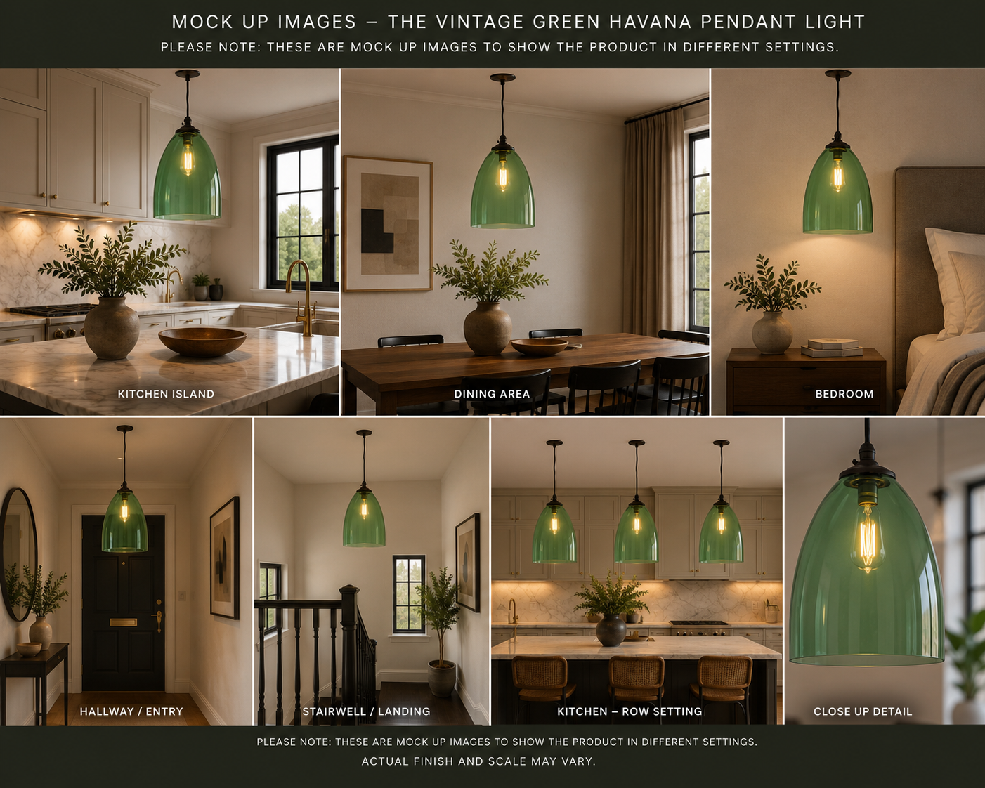 The Vintage Green Havana Large Glass Pendant Light
