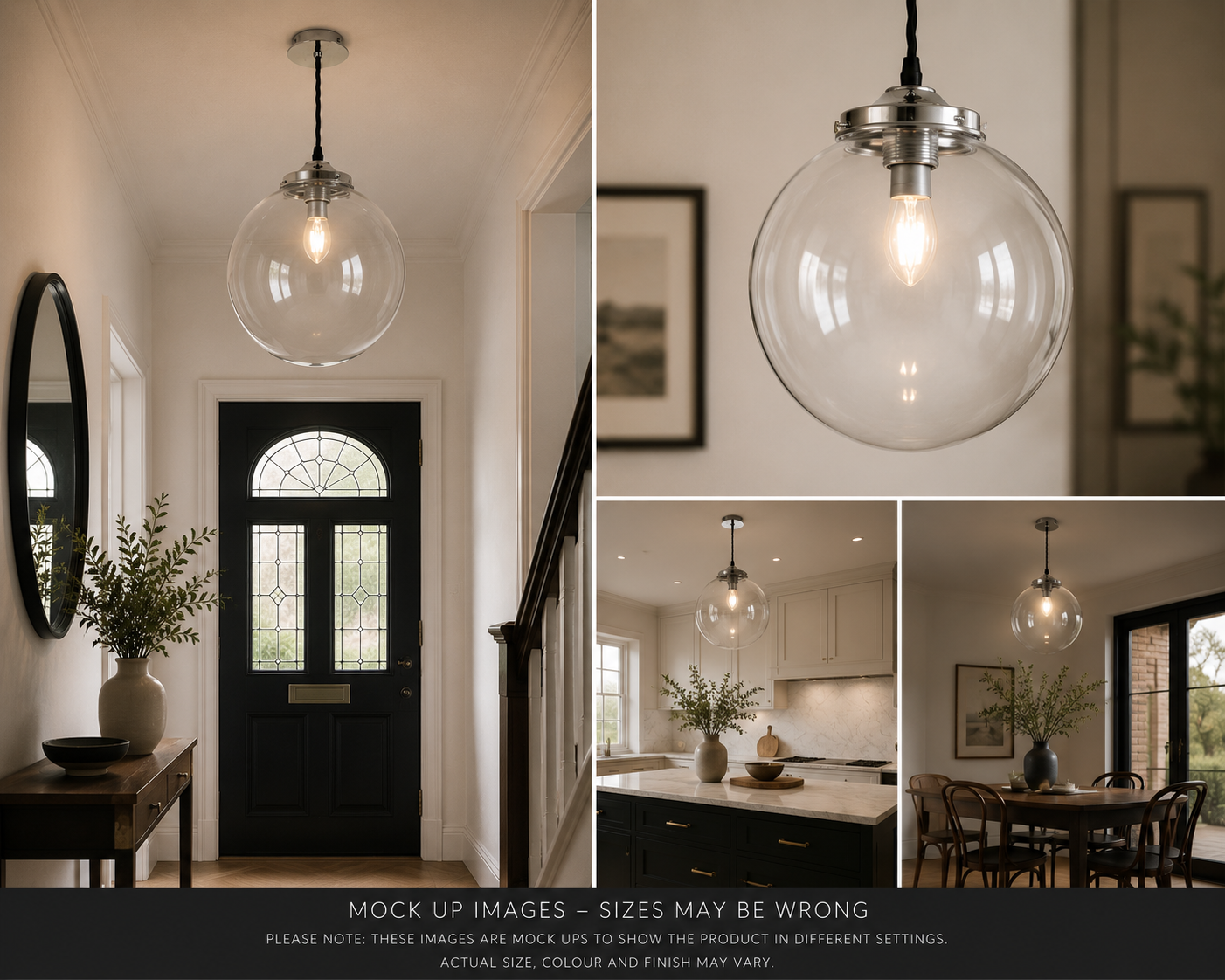 The Anik 300mm Clear Glass Globe Pendant Light – Chrome