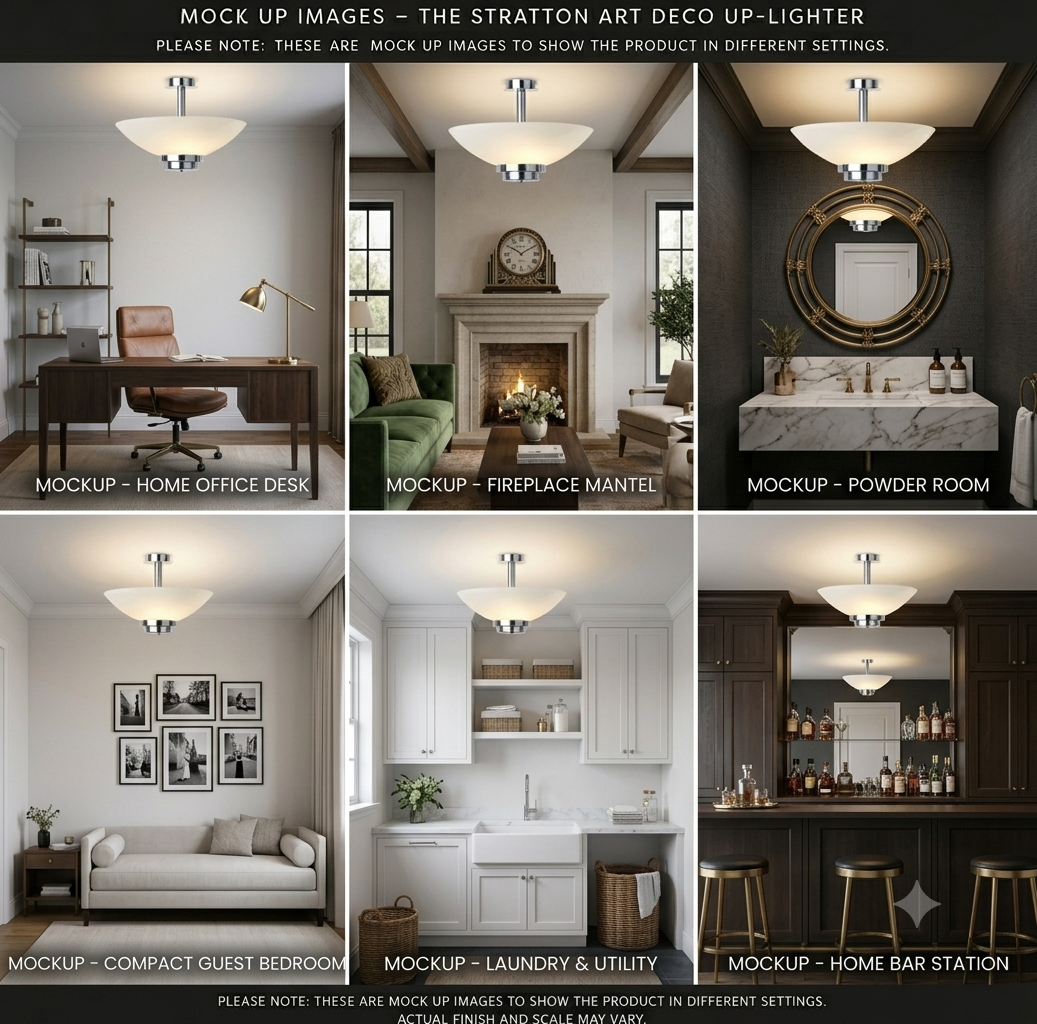 The Stratton Art Deco Opal Uplighter Ceiling Light