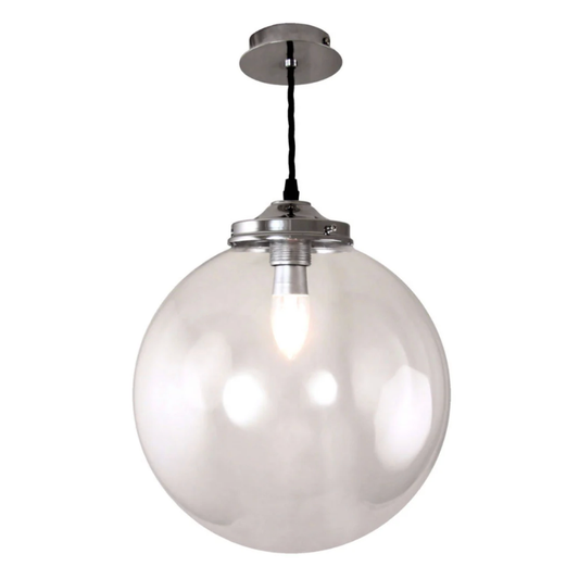 The Anik 300mm Clear Glass Globe Pendant Light – Chrome